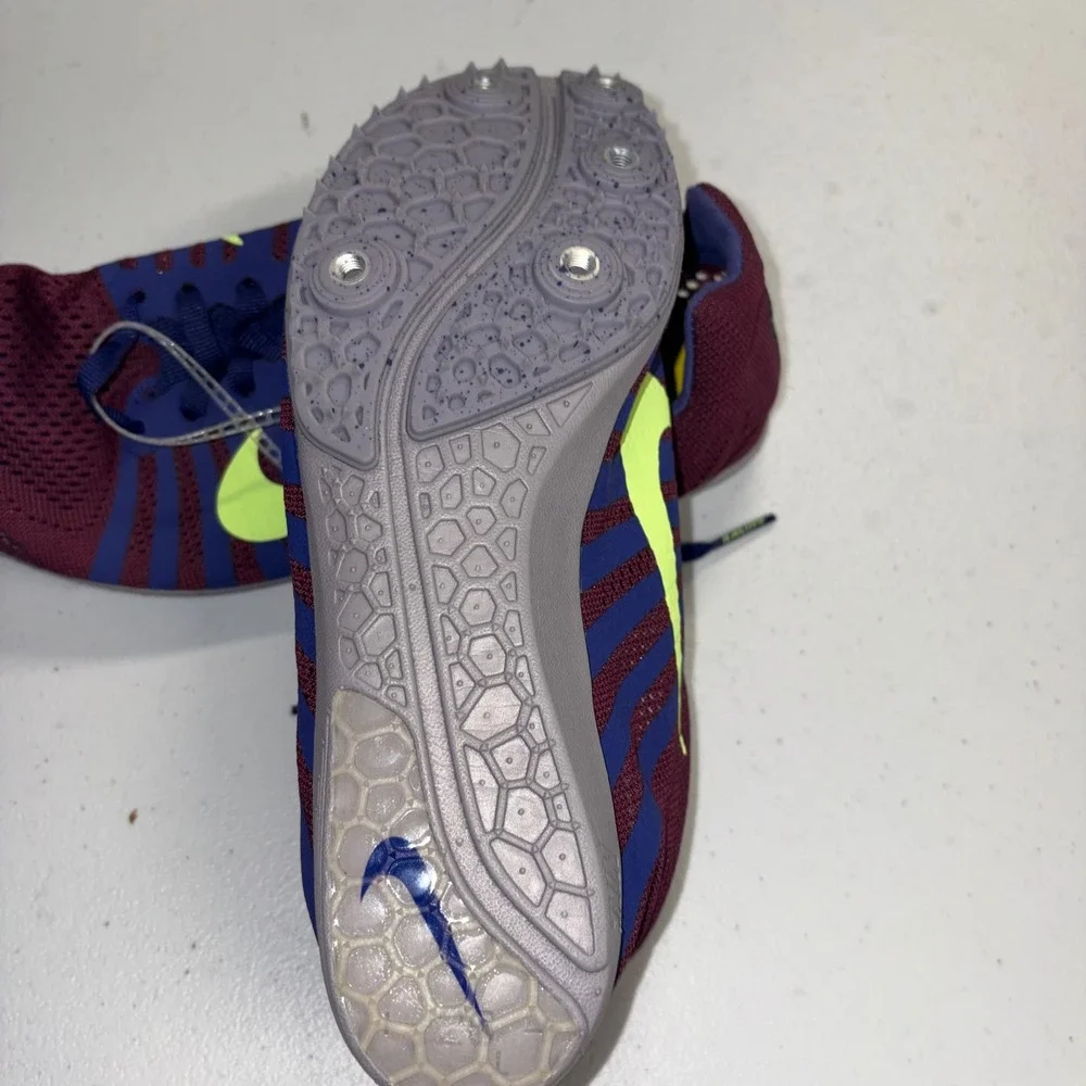 Nike Zoom Rival D 10 Track Spikes Bordeaux Purple Lime 819164-600 Mens 5